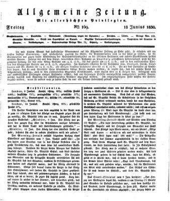 Allgemeine Zeitung Freitag 18. Juni 1830