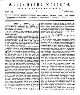 Allgemeine Zeitung Montag 21. Juni 1830