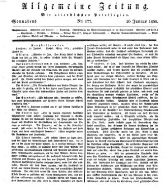 Allgemeine Zeitung Samstag 26. Juni 1830