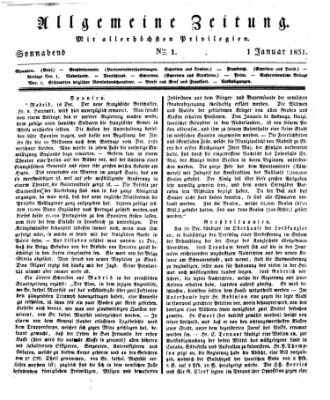 Allgemeine Zeitung Samstag 1. Januar 1831