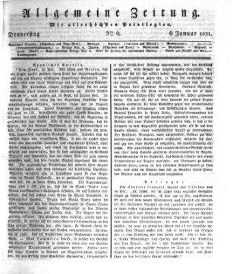 Allgemeine Zeitung Donnerstag 6. Januar 1831