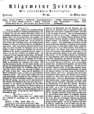 Allgemeine Zeitung Freitag 25. März 1831