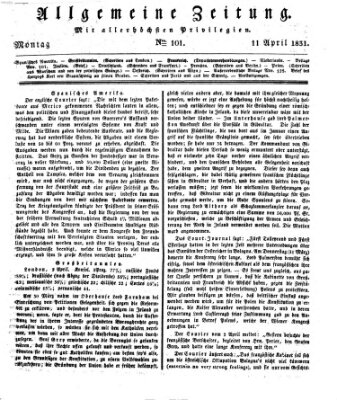 Allgemeine Zeitung Montag 11. April 1831