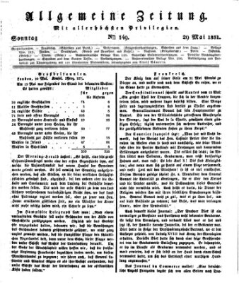 Allgemeine Zeitung Sonntag 29. Mai 1831
