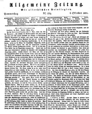 Allgemeine Zeitung Donnerstag 6. Oktober 1831