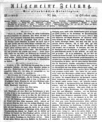 Allgemeine Zeitung Mittwoch 12. Oktober 1831