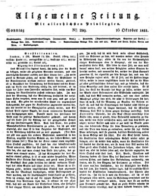 Allgemeine Zeitung Sonntag 16. Oktober 1831