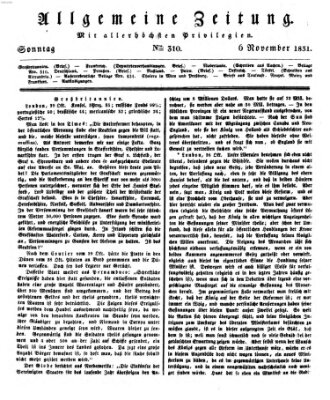 Allgemeine Zeitung Sonntag 6. November 1831