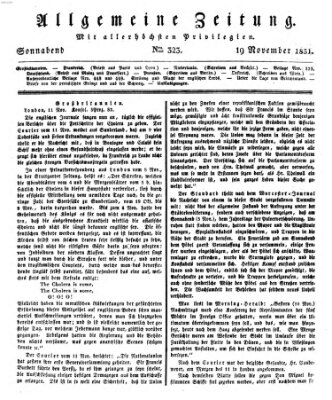 Allgemeine Zeitung Samstag 19. November 1831