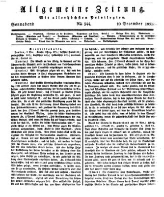 Allgemeine Zeitung Samstag 10. Dezember 1831
