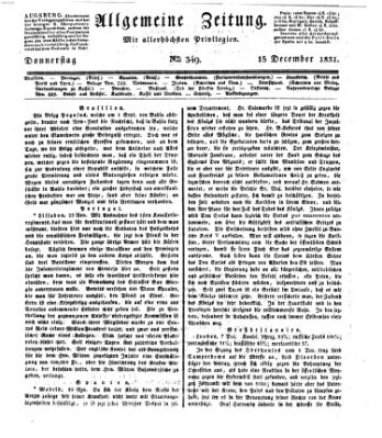 Allgemeine Zeitung Donnerstag 15. Dezember 1831