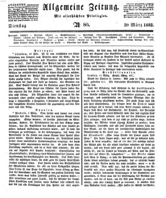 Allgemeine Zeitung Dienstag 20. März 1832