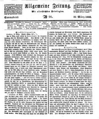 Allgemeine Zeitung Samstag 31. März 1832