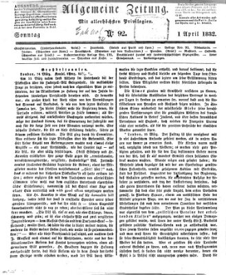 Allgemeine Zeitung Sonntag 1. April 1832