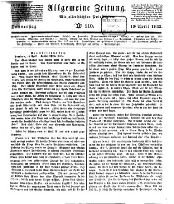 Allgemeine Zeitung Donnerstag 19. April 1832