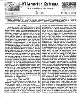 Allgemeine Zeitung Freitag 27. April 1832