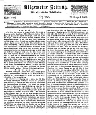Allgemeine Zeitung Mittwoch 22. August 1832