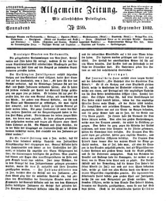 Allgemeine Zeitung Samstag 15. September 1832