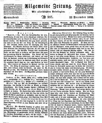 Allgemeine Zeitung Samstag 22. Dezember 1832