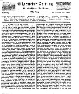 Allgemeine Zeitung Montag 24. Dezember 1832