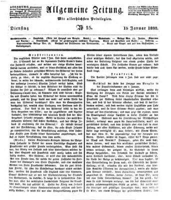 Allgemeine Zeitung Dienstag 15. Januar 1833