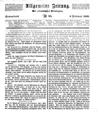 Allgemeine Zeitung Samstag 9. Februar 1833