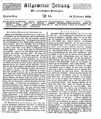 Allgemeine Zeitung Donnerstag 14. Februar 1833