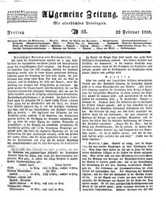 Allgemeine Zeitung Freitag 22. Februar 1833