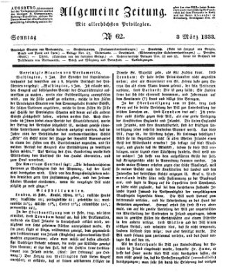 Allgemeine Zeitung Sonntag 3. März 1833