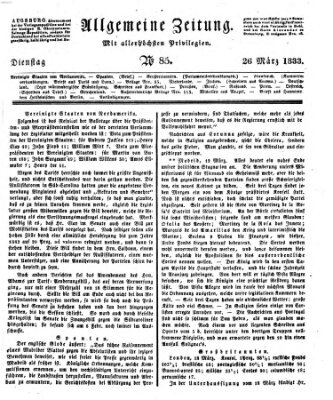 Allgemeine Zeitung Dienstag 26. März 1833