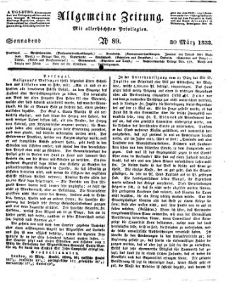 Allgemeine Zeitung Samstag 30. März 1833