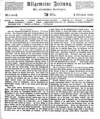 Allgemeine Zeitung Mittwoch 2. Oktober 1833