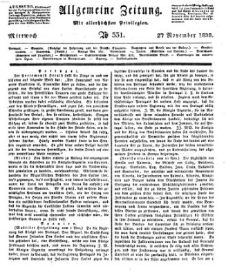 Allgemeine Zeitung Mittwoch 27. November 1833