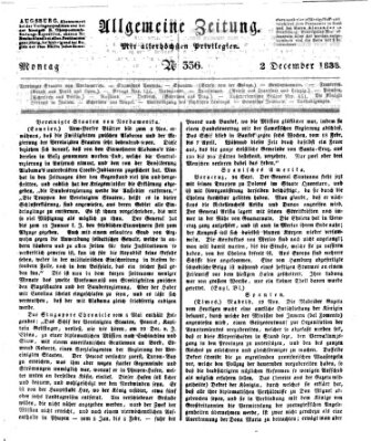 Allgemeine Zeitung Montag 2. Dezember 1833
