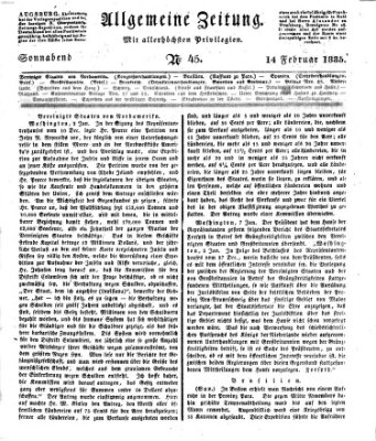 Allgemeine Zeitung Samstag 14. Februar 1835