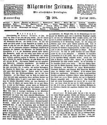 Allgemeine Zeitung Donnerstag 23. Juli 1835