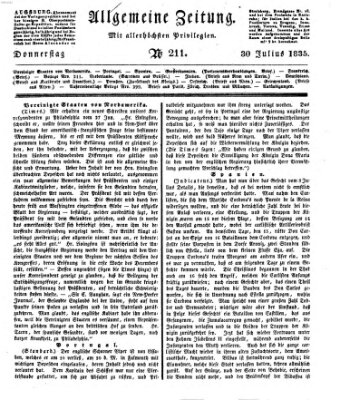 Allgemeine Zeitung Donnerstag 30. Juli 1835