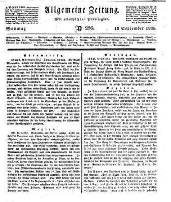 Allgemeine Zeitung Sonntag 13. September 1835