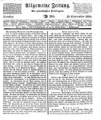 Allgemeine Zeitung Dienstag 22. September 1835