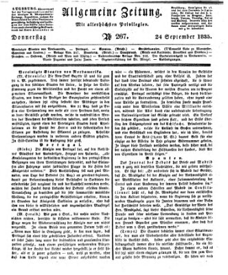Allgemeine Zeitung Donnerstag 24. September 1835