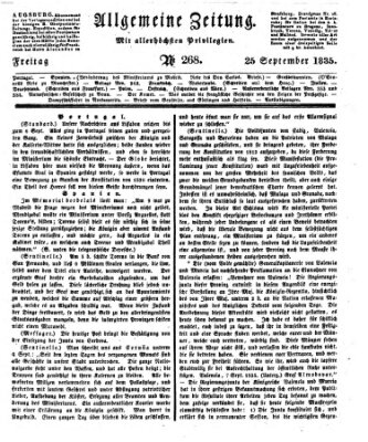 Allgemeine Zeitung Freitag 25. September 1835