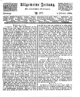 Allgemeine Zeitung Sonntag 4. Oktober 1835