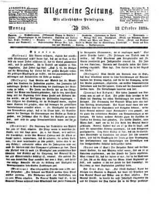 Allgemeine Zeitung Montag 12. Oktober 1835