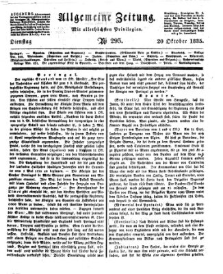 Allgemeine Zeitung Dienstag 20. Oktober 1835