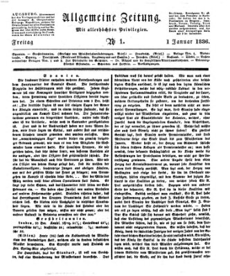 Allgemeine Zeitung Freitag 1. Januar 1836