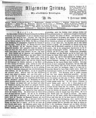 Allgemeine Zeitung Sonntag 7. Februar 1836