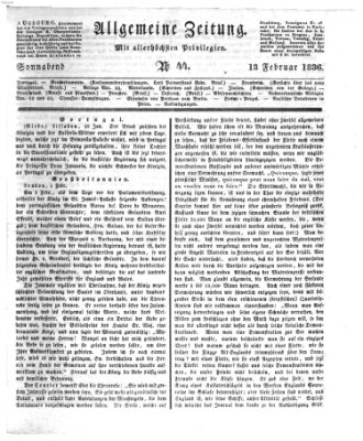 Allgemeine Zeitung Samstag 13. Februar 1836