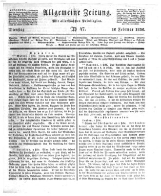 Allgemeine Zeitung Dienstag 16. Februar 1836