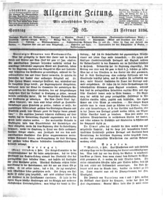 Allgemeine Zeitung Sonntag 21. Februar 1836
