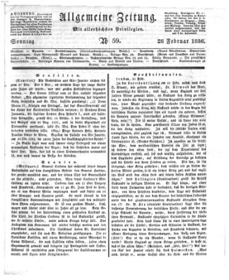 Allgemeine Zeitung Sonntag 28. Februar 1836